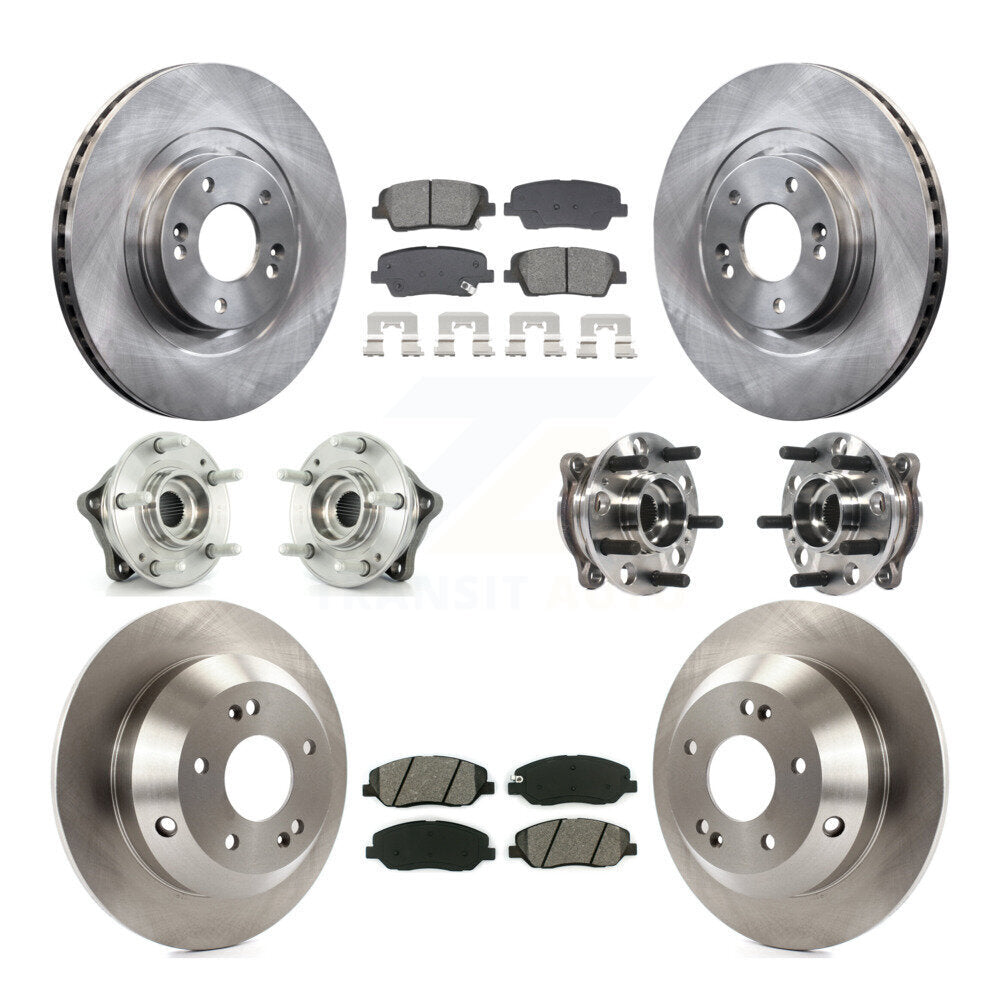Hub Bearing Disc Brake Rotor & Pad Front Rear Kit (10Pc) For Hyundai Santa Fe XL