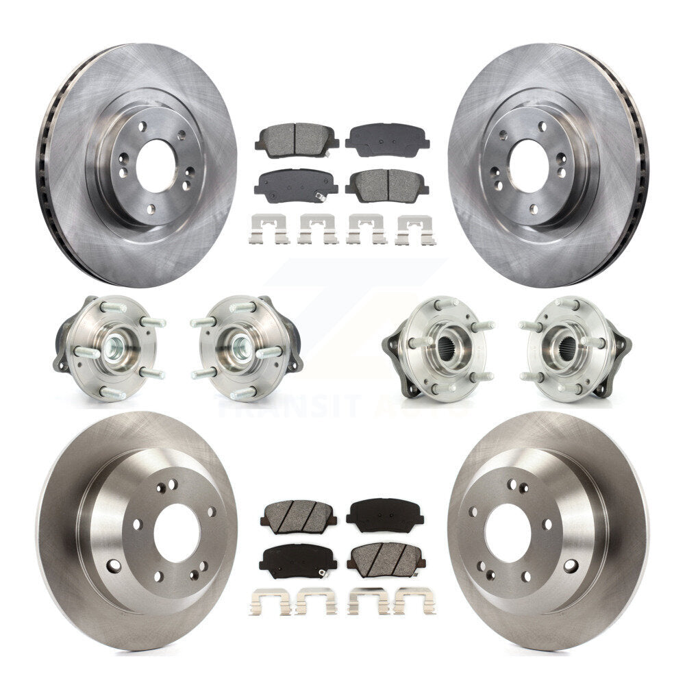 Hub Bearing Brake Rotor Pad Front Rear Kit (10Pc) For Hyundai Santa Fe Sport Kia