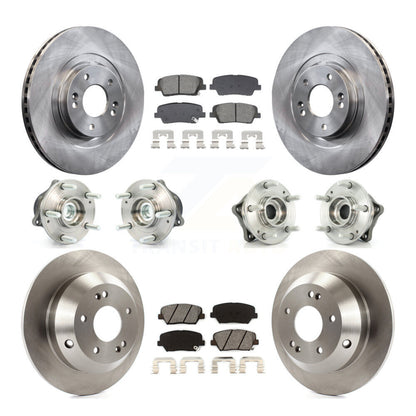 Hub Bearing Brake Rotor Pad Front Rear Kit (10Pc) For Hyundai Santa Fe Sport Kia