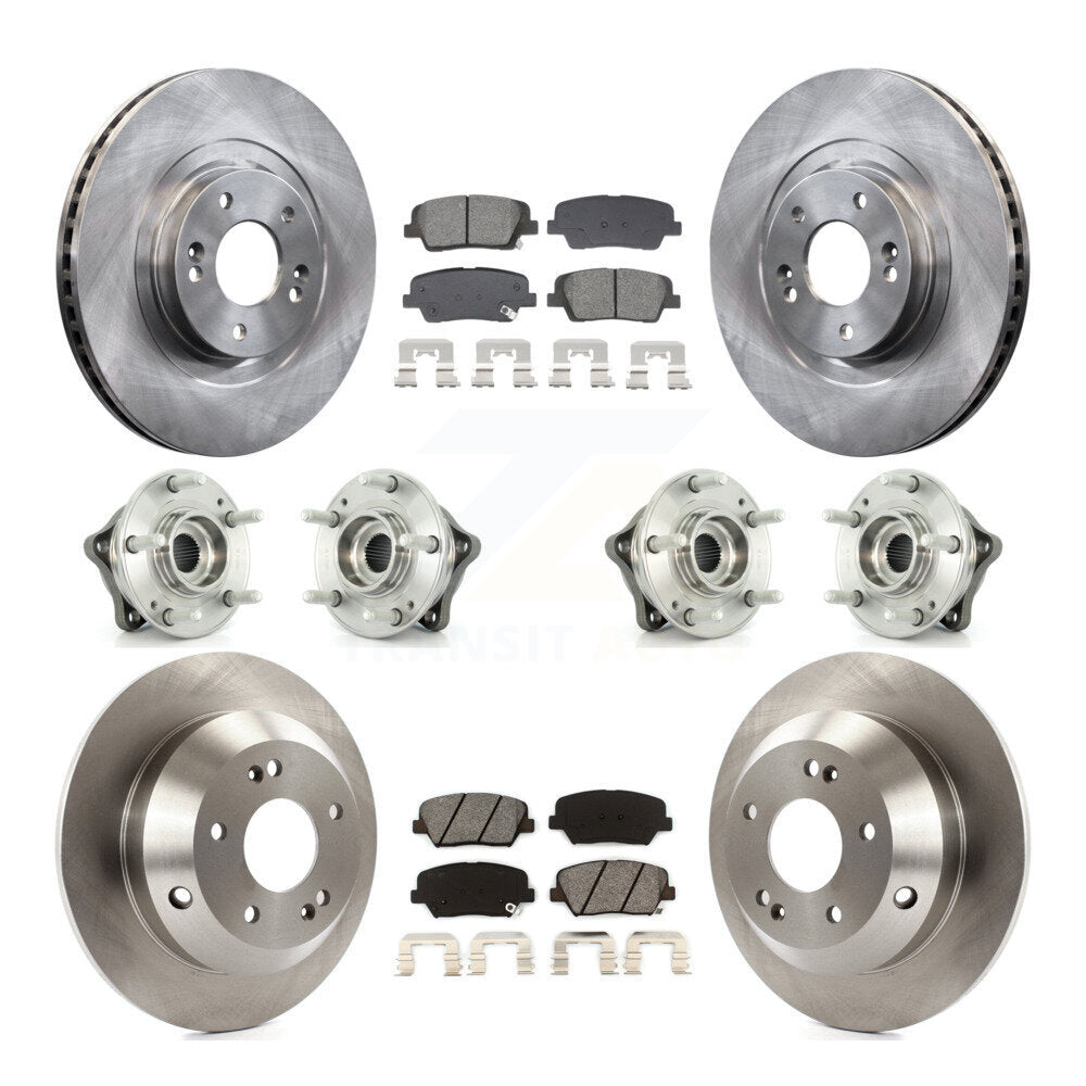 Hub Bearing Brake Rotor Pad Front Rear Kit (10Pc) For Hyundai Santa Fe Sport Kia