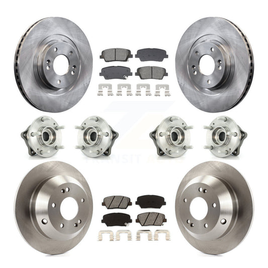 Hub Bearing Brake Rotor Pad Front Rear Kit (10Pc) For Hyundai Santa Fe Sport Kia
