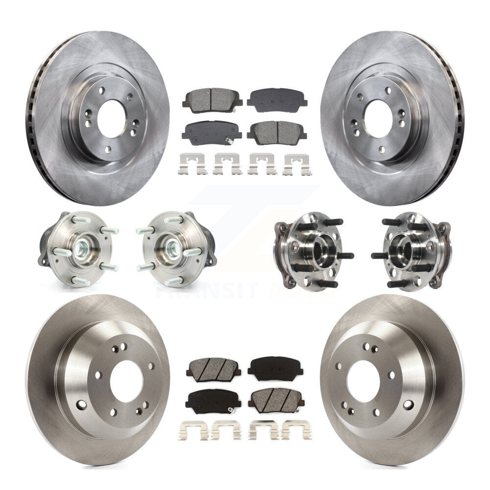 Hub Bearing Brake Rotor And Pad Front Rear Kit (10Pc) For Hyundai Santa Fe Sport