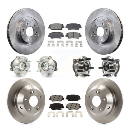Hub Bearing Brake Rotor And Pad Front Rear Kit (10Pc) For Hyundai Santa Fe Sport