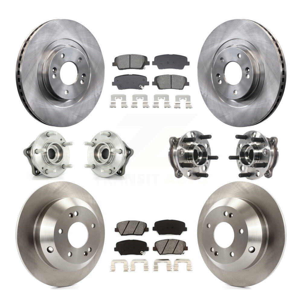 Hub Bearing Brake Rotor And Pad Front Rear Kit (10Pc) For Hyundai Santa Fe Sport