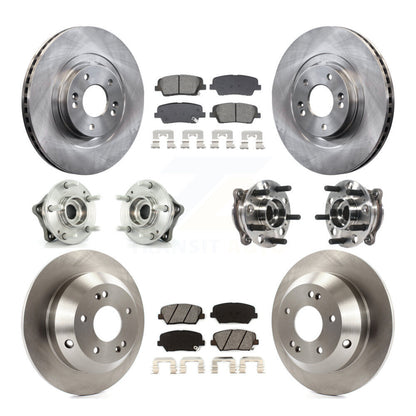 Hub Bearing Brake Rotor And Pad Front Rear Kit (10Pc) For Hyundai Santa Fe Sport