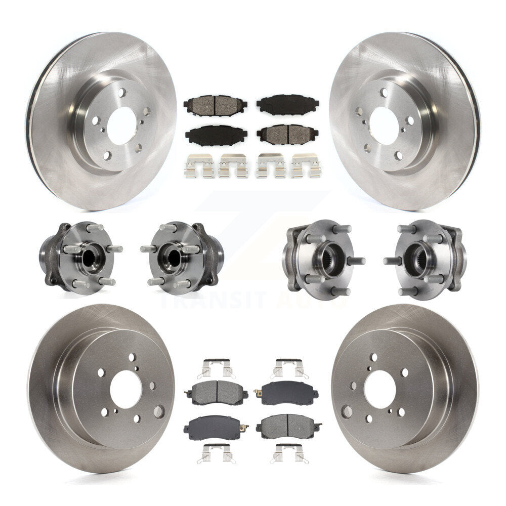 Hub Bearings Disc Brake Rotors And Pads Front Rear Kit (10Pc) For Subaru Impreza