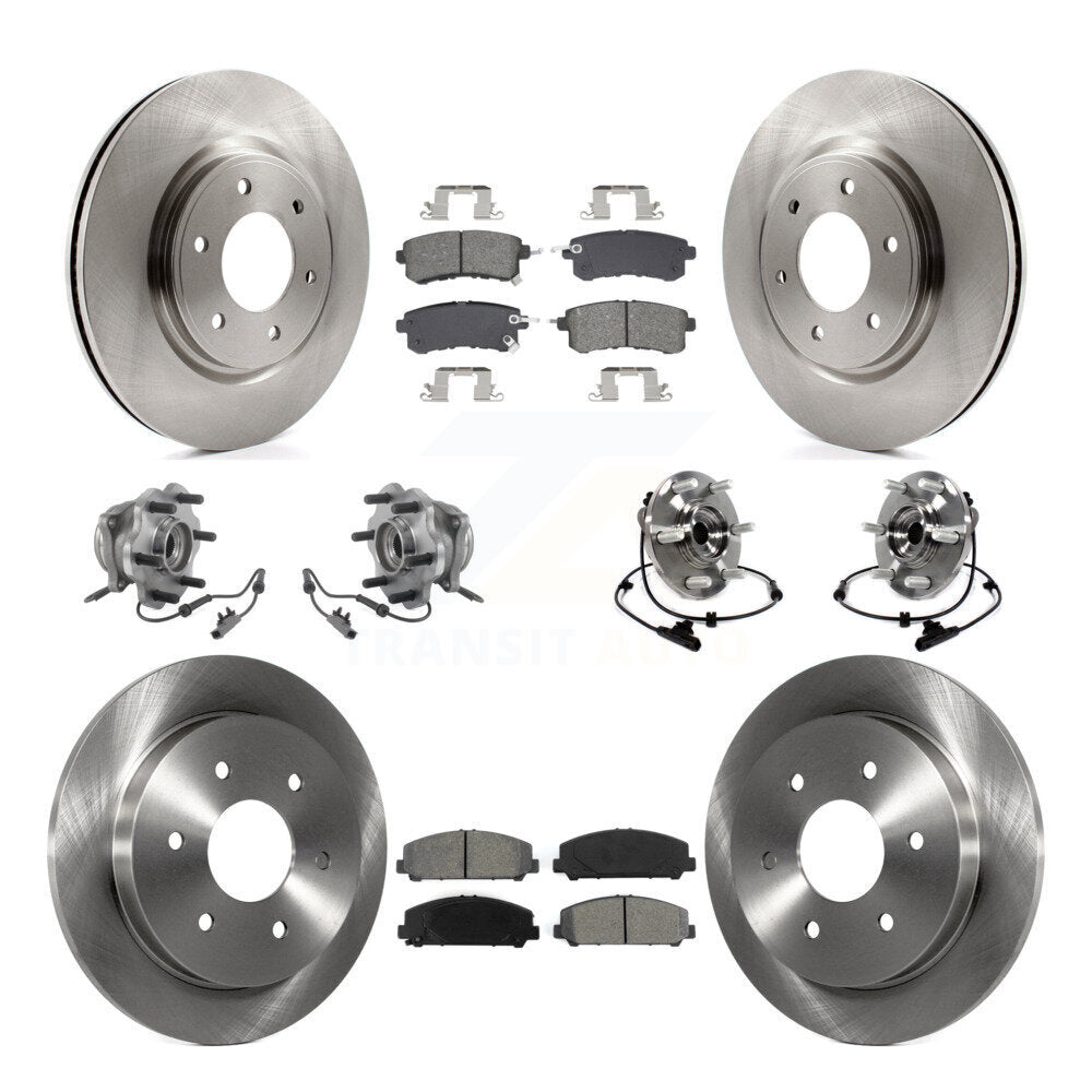 Hub Bearing Brake Rotor & Pads Front Rear Kit (10Pc) For 17-19 Nissan Armada AWD