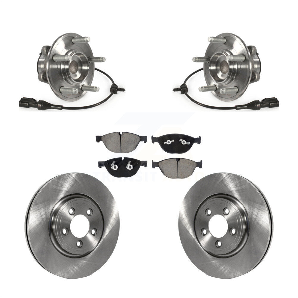 Hub Bearing Assembly Brake Rotor & Pad Front Kit For 2010 Jaguar XF Supercharged