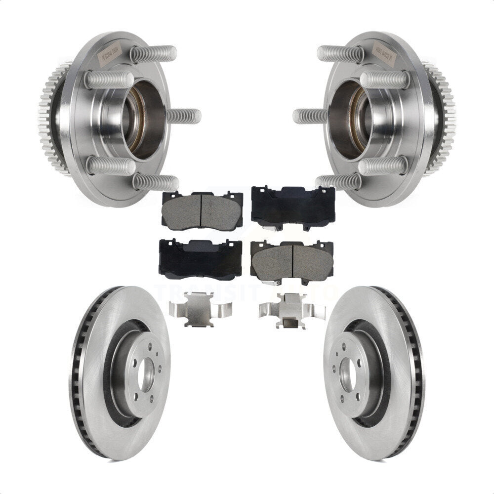 Hub Bearing Assembly Disc Brake Rotor And Ceramic Pad Front Kit For Ford Mustang