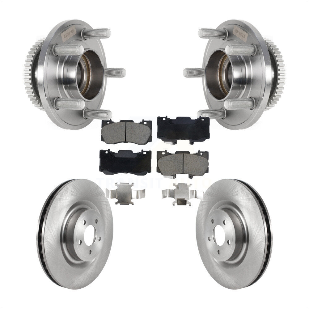 Hub Bearing Assembly Disc Brake Rotor And Ceramic Pad Front Kit For Ford Mustang