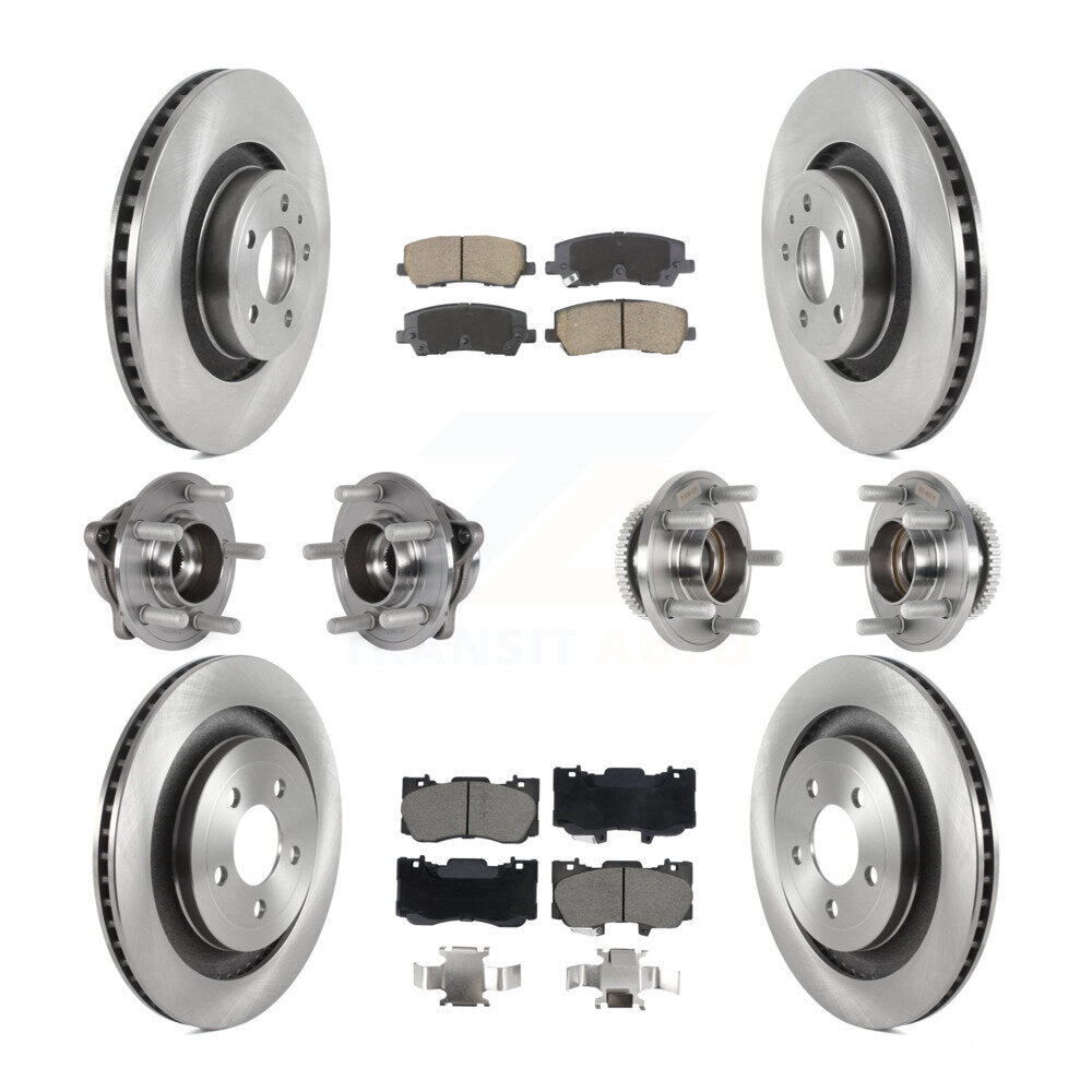Hub Bearings Disc Brake Rotors And Pads Front Rear Kit (10Pc) For Ford Mustang