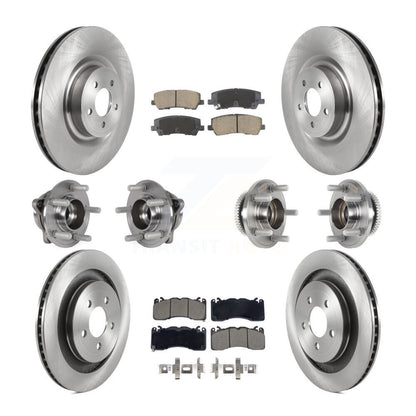 Hub Bearings Disc Brake Rotors And Pads Front Rear Kit (10Pc) For Ford Mustang
