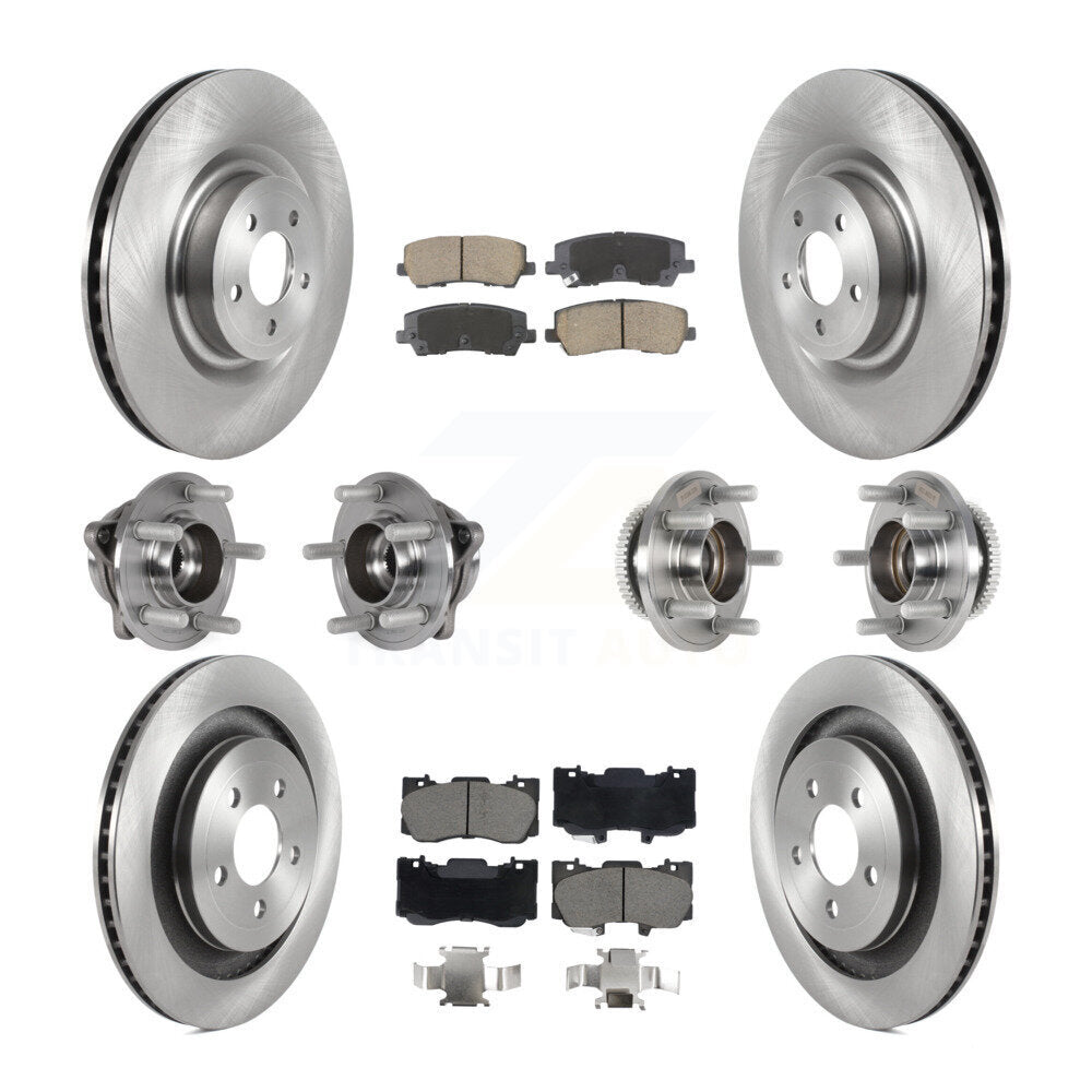 Hub Bearings Disc Brake Rotors And Pads Front Rear Kit (10Pc) For Ford Mustang
