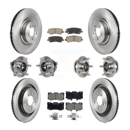 Hub Bearings Disc Brake Rotors And Pads Front Rear Kit (10Pc) For Ford Mustang