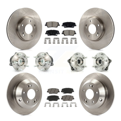 Hub Bearing Brake Rotor & Pad Front Rear Kit (10Pc) For Hyundai Santa Fe Kia FWD