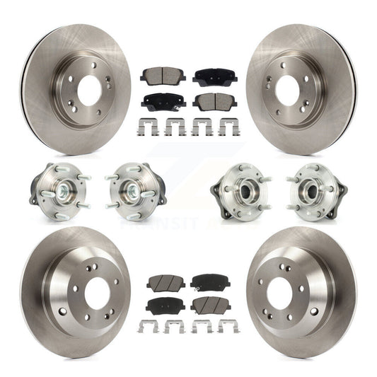 Hub Bearing Brake Rotor & Pad Front Rear Kit (10Pc) For Hyundai Santa Fe Kia FWD