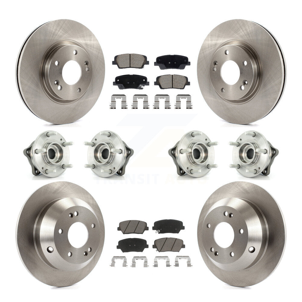 Hub Bearing Brake Rotor & Pad Front Rear Kit (10Pc) For Hyundai Santa Fe Kia AWD