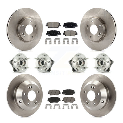 Hub Bearing Brake Rotor & Pad Front Rear Kit (10Pc) For Hyundai Santa Fe Kia AWD