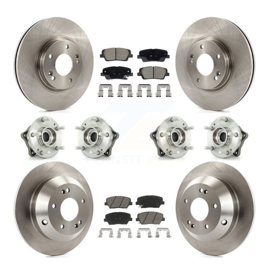 Hub Bearing Brake Rotor & Pad Front Rear Kit (10Pc) For Hyundai Santa Fe Kia AWD
