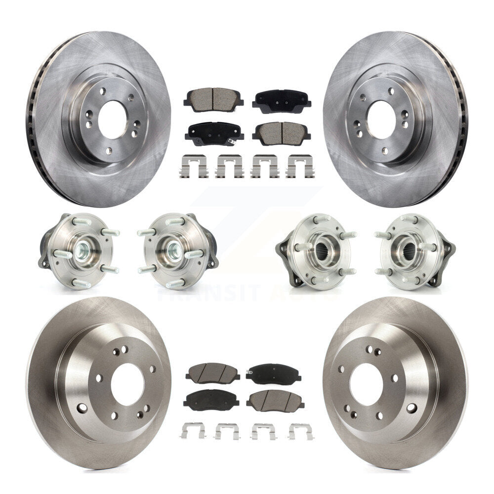 Hub Bearing Disc Brake Rotor & Pad Front Rear Kit (10Pc) For Hyundai Santa Fe XL