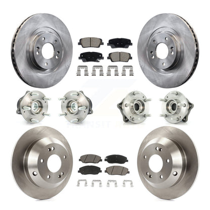 Hub Bearing Disc Brake Rotor & Pad Front Rear Kit (10Pc) For Hyundai Santa Fe XL
