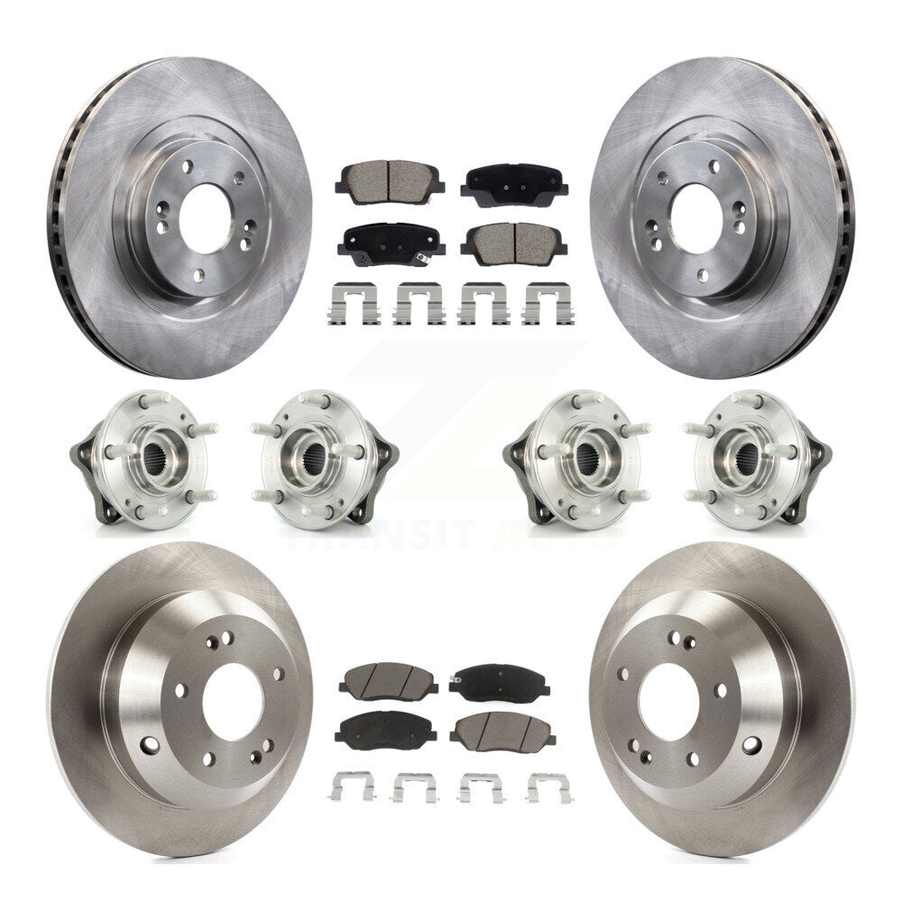 Hub Bearing Disc Brake Rotor & Pad Front Rear Kit (10Pc) For Hyundai Santa Fe XL