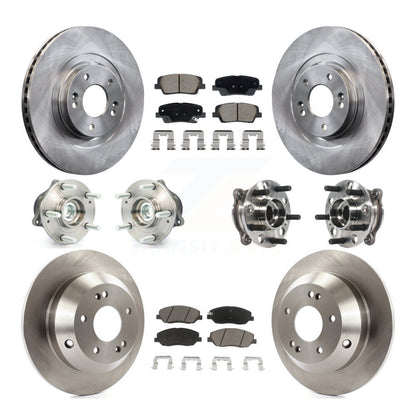 Hub Bearing Disc Brake Rotor & Pad Front Rear Kit (10Pc) For Hyundai Santa Fe XL