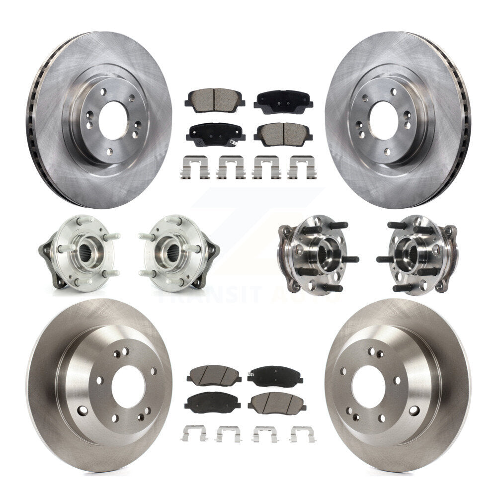 Hub Bearing Disc Brake Rotor & Pad Front Rear Kit (10Pc) For Hyundai Santa Fe XL