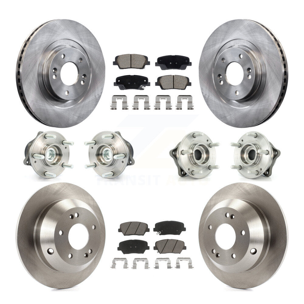 Hub Bearing Brake Rotor Pad Front Rear Kit (10Pc) For Hyundai Santa Fe Sport Kia