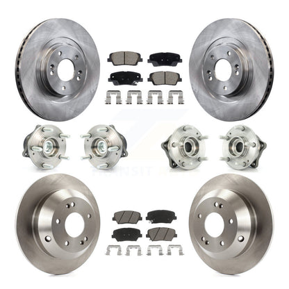 Hub Bearing Brake Rotor Pad Front Rear Kit (10Pc) For Hyundai Santa Fe Sport Kia