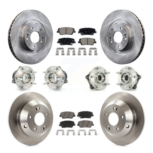 Hub Bearing Brake Rotor Pad Front Rear Kit (10Pc) For Hyundai Santa Fe Sport Kia