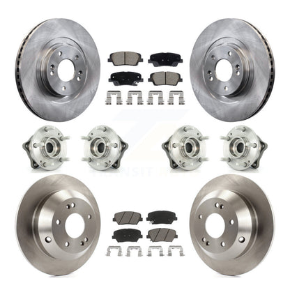 Hub Bearing Brake Rotor Pad Front Rear Kit (10Pc) For Hyundai Santa Fe Sport Kia