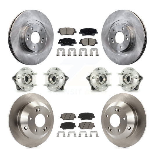 Hub Bearing Brake Rotor Pad Front Rear Kit (10Pc) For Hyundai Santa Fe Sport Kia