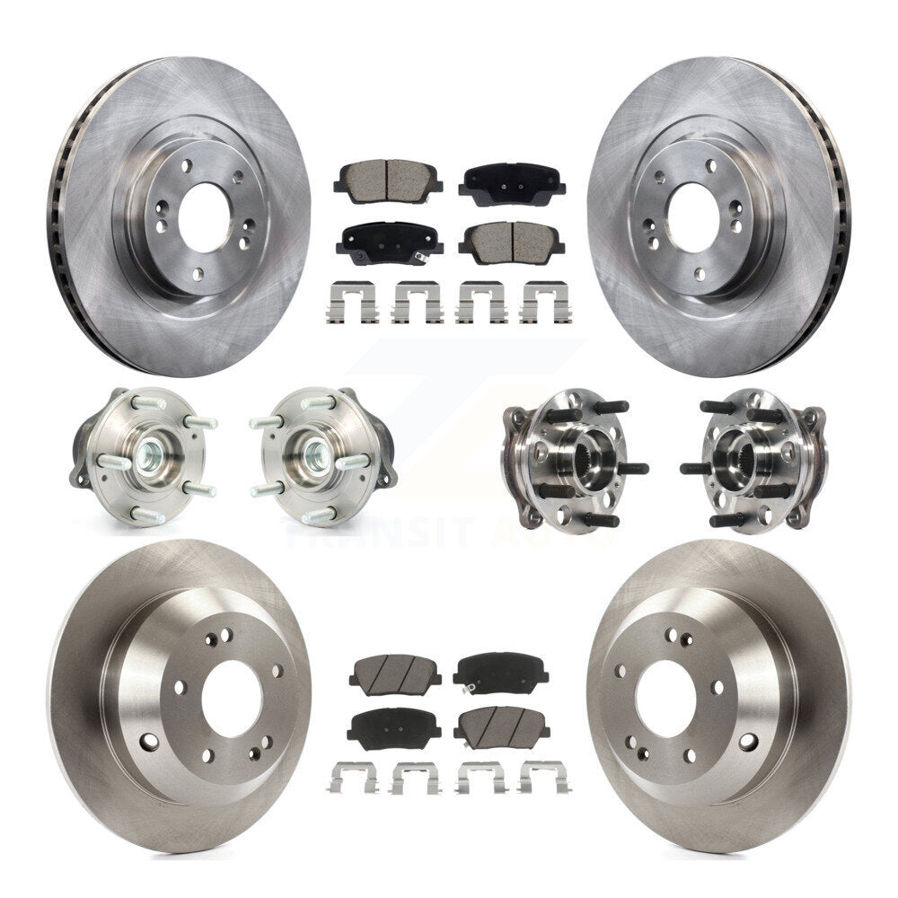 Hub Bearing Brake Rotor And Pad Front Rear Kit (10Pc) For Hyundai Santa Fe Sport