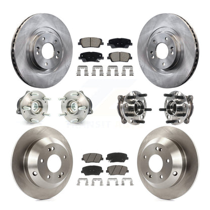 Hub Bearing Brake Rotor And Pad Front Rear Kit (10Pc) For Hyundai Santa Fe Sport