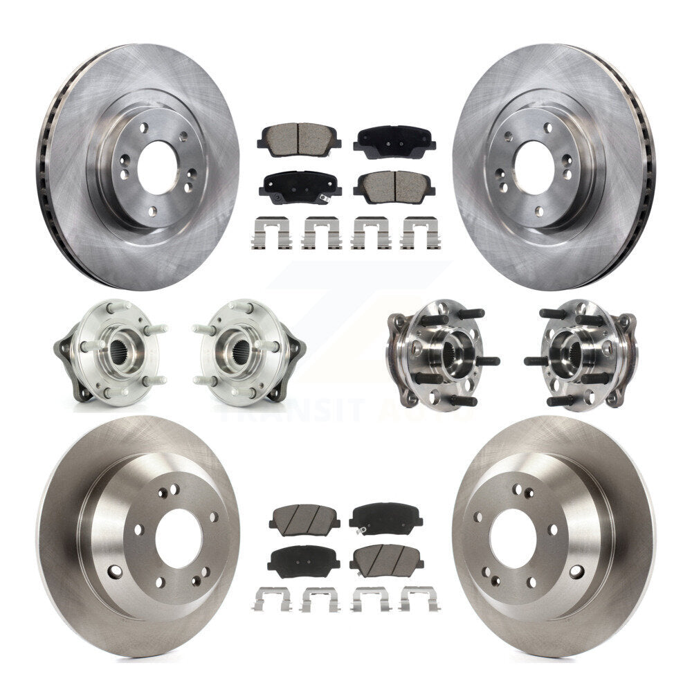 Hub Bearing Brake Rotor And Pad Front Rear Kit (10Pc) For Hyundai Santa Fe Sport