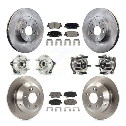 Hub Bearing Brake Rotor And Pad Front Rear Kit (10Pc) For Hyundai Santa Fe Sport