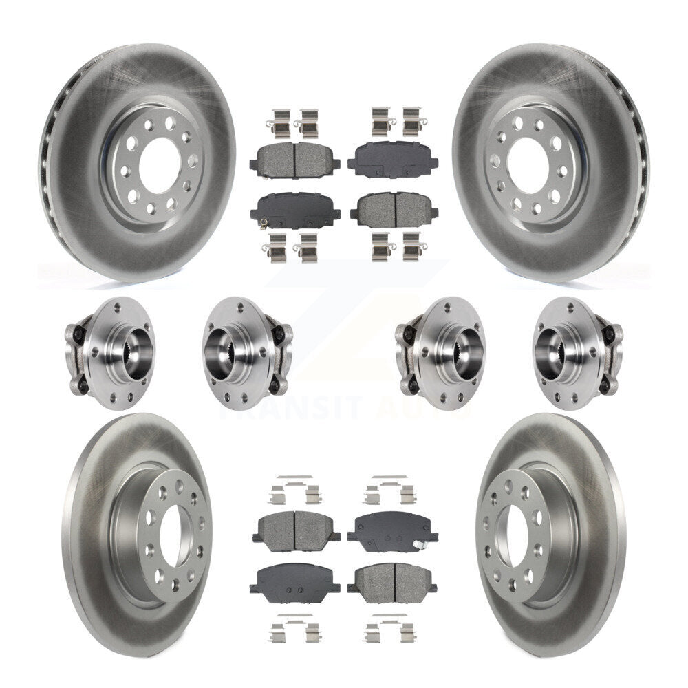 Hub Bearing Coated Brake Rotor & Pads Front Rear Kit (10Pc) For Jeep Compass AWD