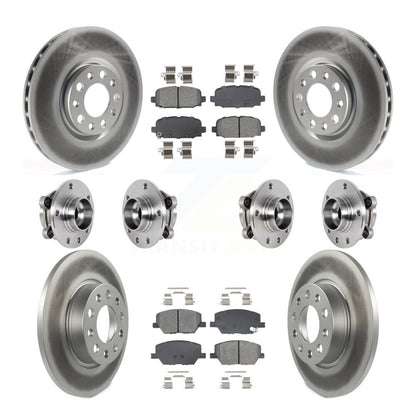Hub Bearing Coated Brake Rotor & Pads Front Rear Kit (10Pc) For Jeep Compass AWD