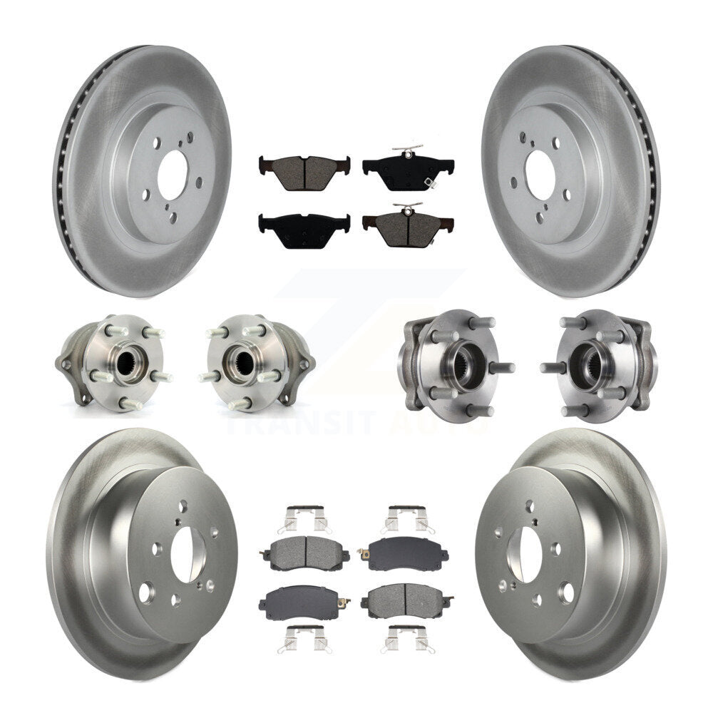 Hub Bearing Coated Brake Rotor & Pads Front Rear Kit (10Pc) For Subaru Crosstrek