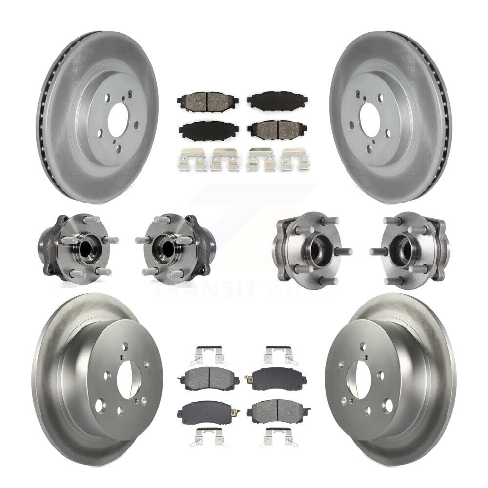Hub Bearing Coated Brake Rotor & Pads Front Rear Kit (10Pc) For Subaru Crosstrek