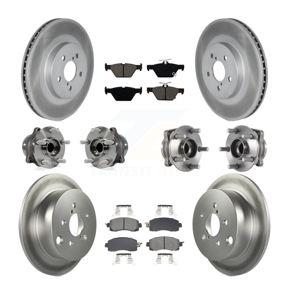 Hub Bearing Coated Brake Rotor & Pads Front Rear Kit (10Pc) For Subaru Crosstrek