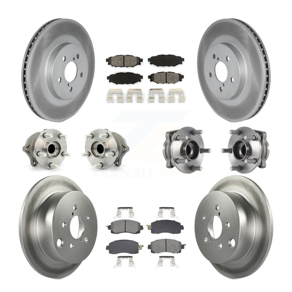 Hub Bearing Coated Brake Rotor & Pads Front Rear Kit (10Pc) For Subaru Crosstrek