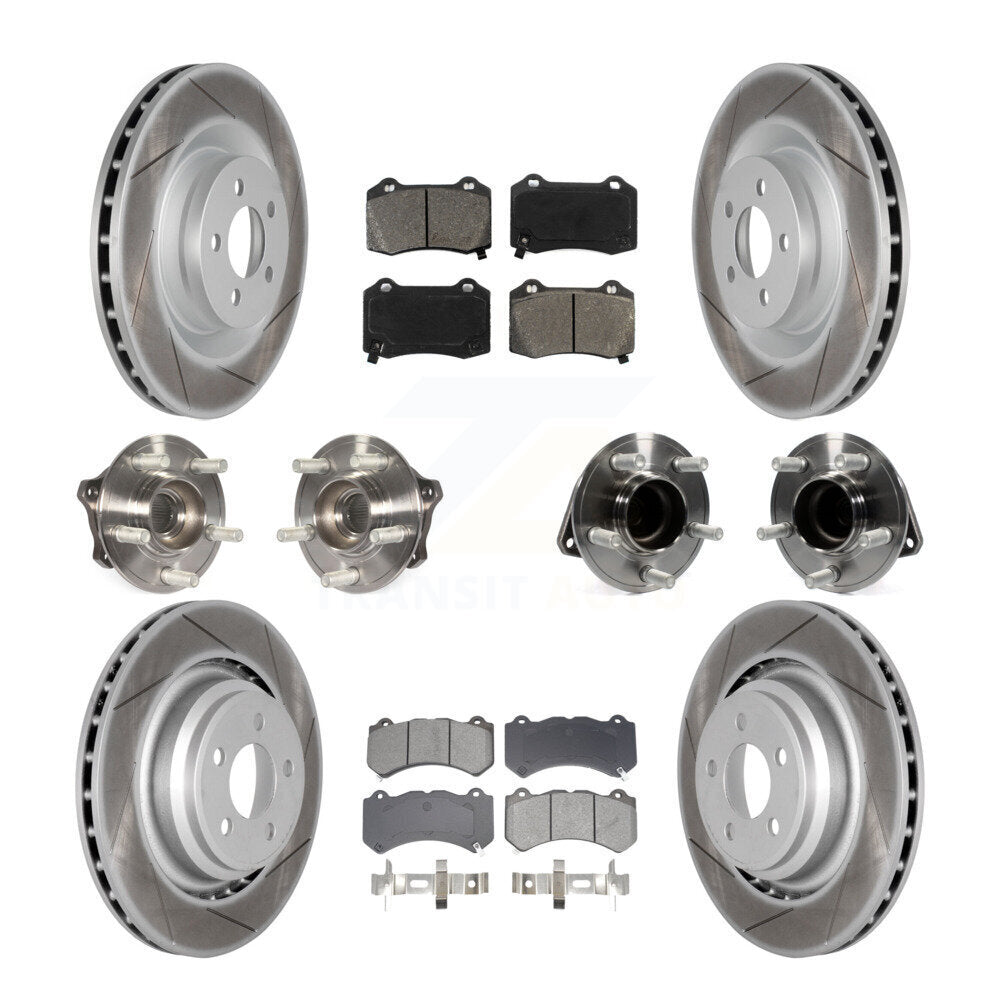 Hub Bearing Coated Brake Rotor & Pads Front Rear Kit (10Pc) For Dodge Challenger