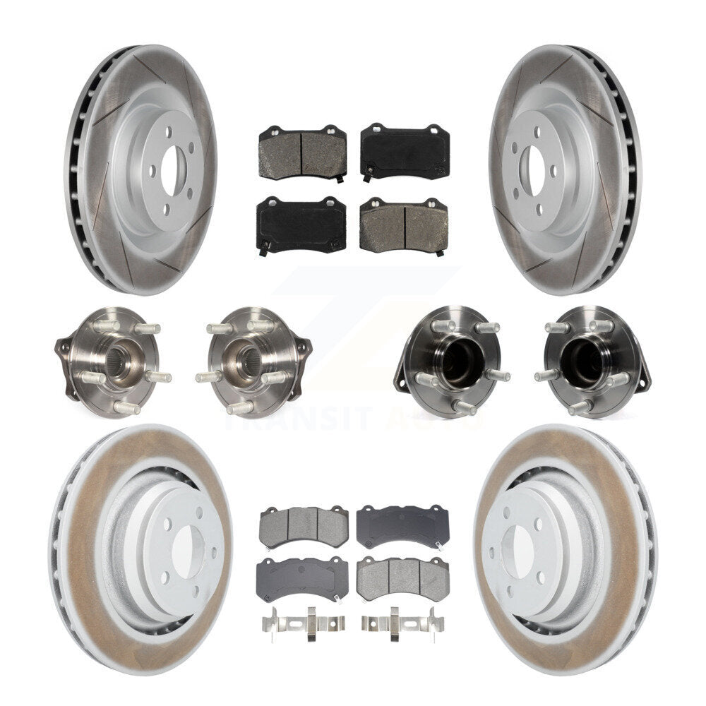 Hub Bearing Coated Brake Rotor & Pads Front Rear Kit (10Pc) For Dodge Challenger