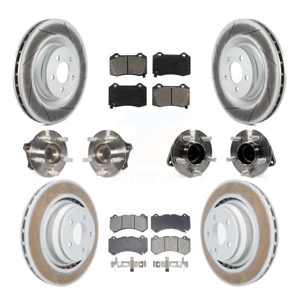 Hub Bearing Coated Brake Rotor & Pads Front Rear Kit (10Pc) For Dodge Challenger