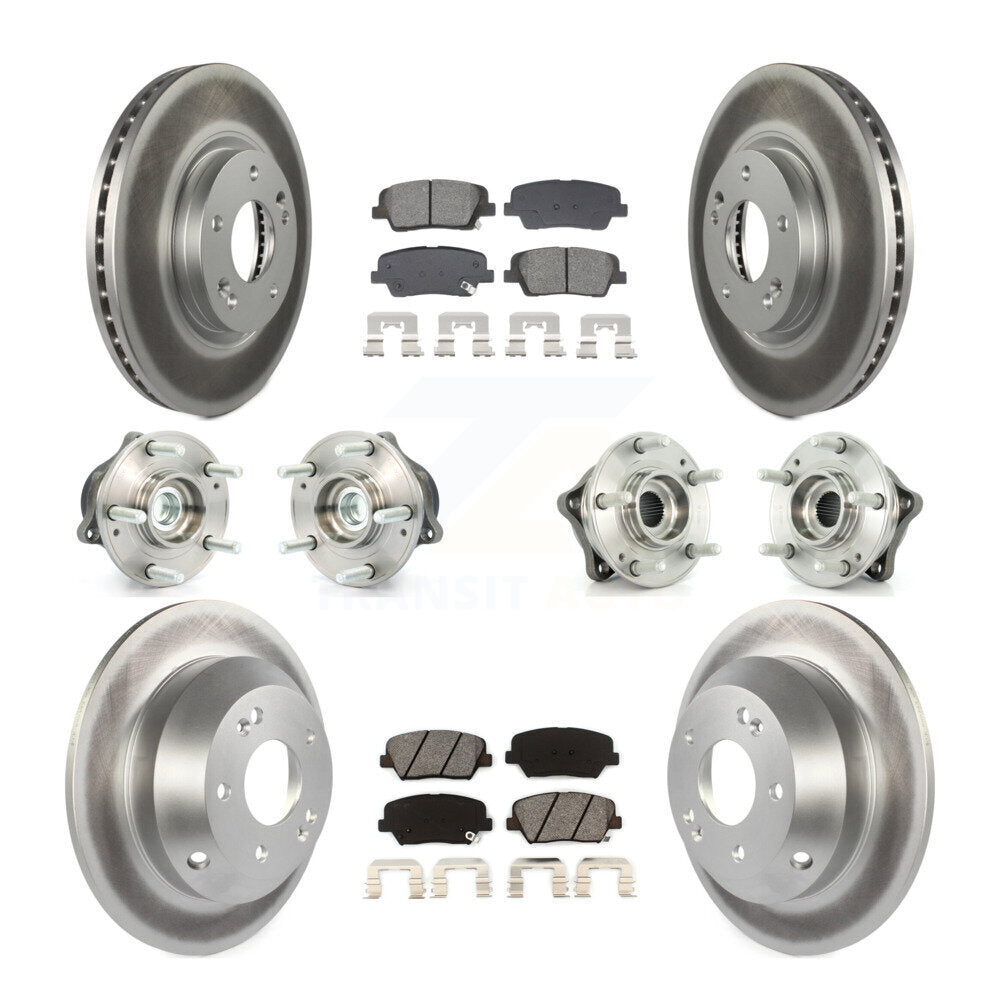 Hub Bearing Coat Brake Rotor Pads Front Rear Kit (10Pc) For Hyundai Santa Fe Kia