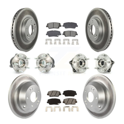 Hub Bearing Coat Brake Rotor Pads Front Rear Kit (10Pc) For Hyundai Santa Fe Kia