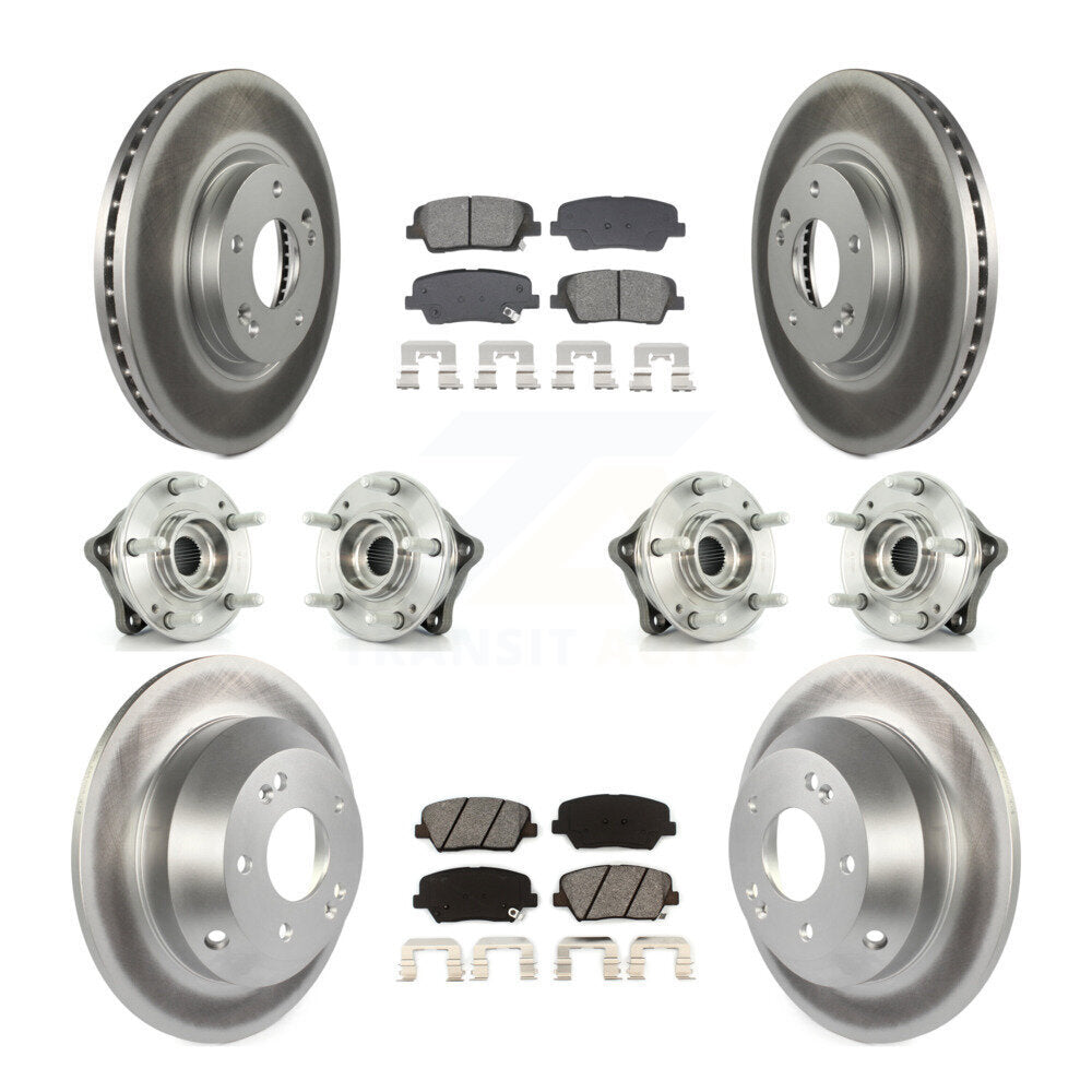 Hub Bearing Coat Brake Rotor Pads Front Rear Kit (10Pc) For Hyundai Santa Fe Kia