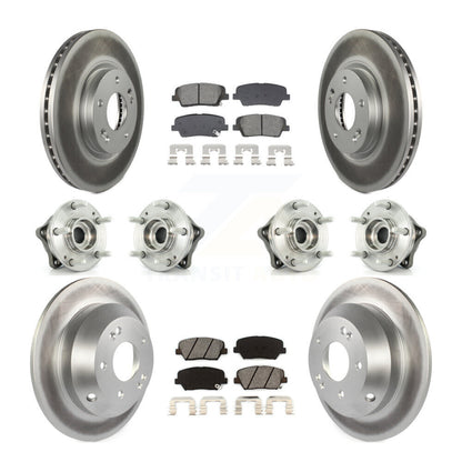Hub Bearing Coat Brake Rotor Pads Front Rear Kit (10Pc) For Hyundai Santa Fe Kia